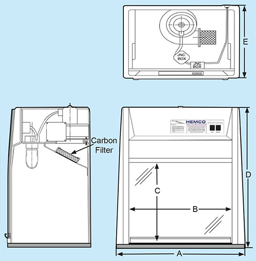 Clean Aire II Ductless Fume Hoods Diagram