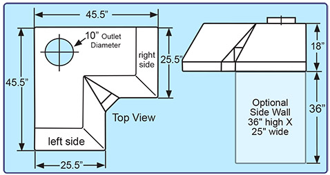 Corner Canopy Hoods (Fiberglass) diagram