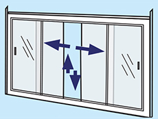 Combination Vertical Moving Frame With Horizontal Sliding Sashes