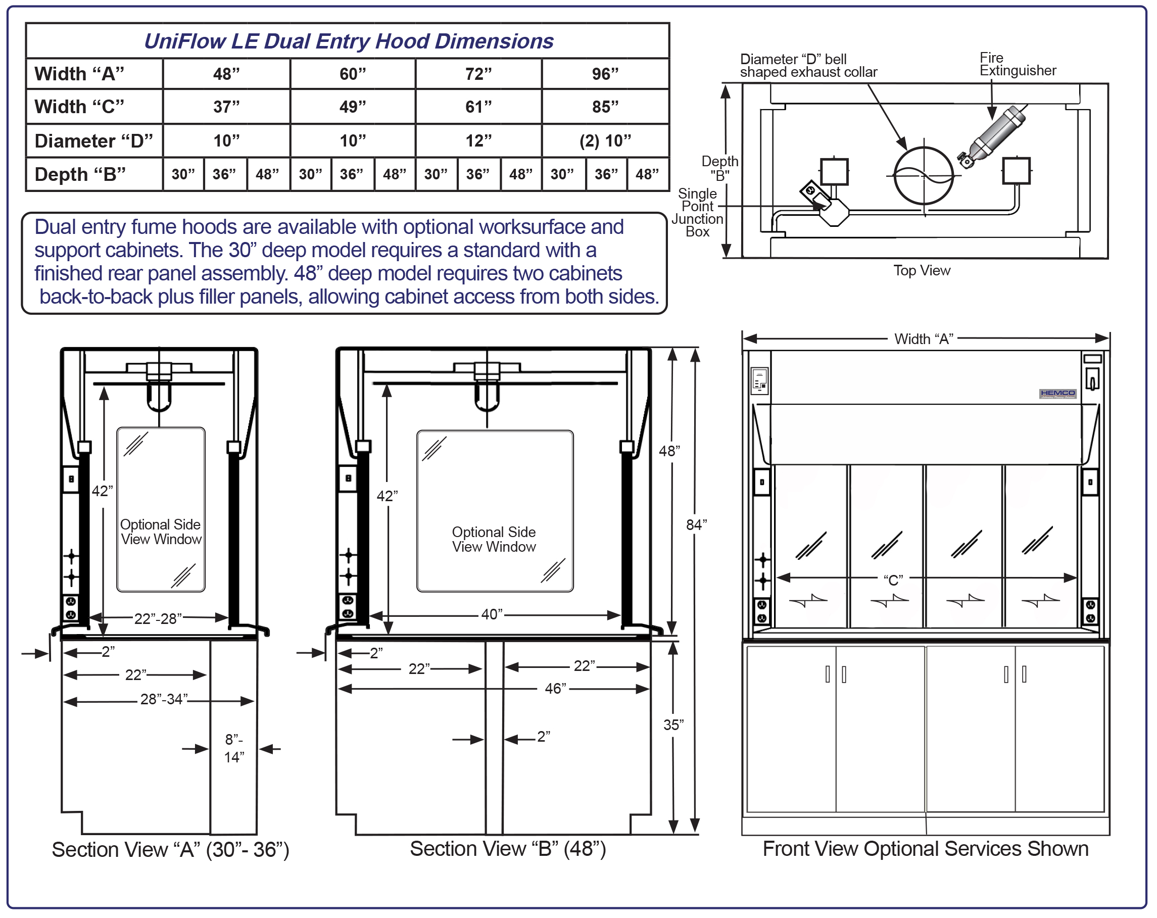 LE Dual Entry Fume Hoods