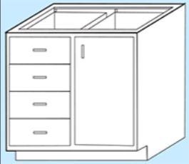 4 Drawer - 1 Door