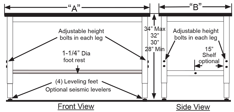 Standard Lab Table diagram