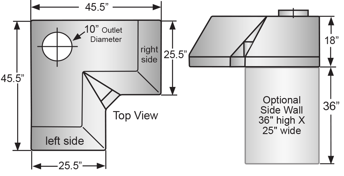 Corner Canopy (Stainless Steel) Diagram 
