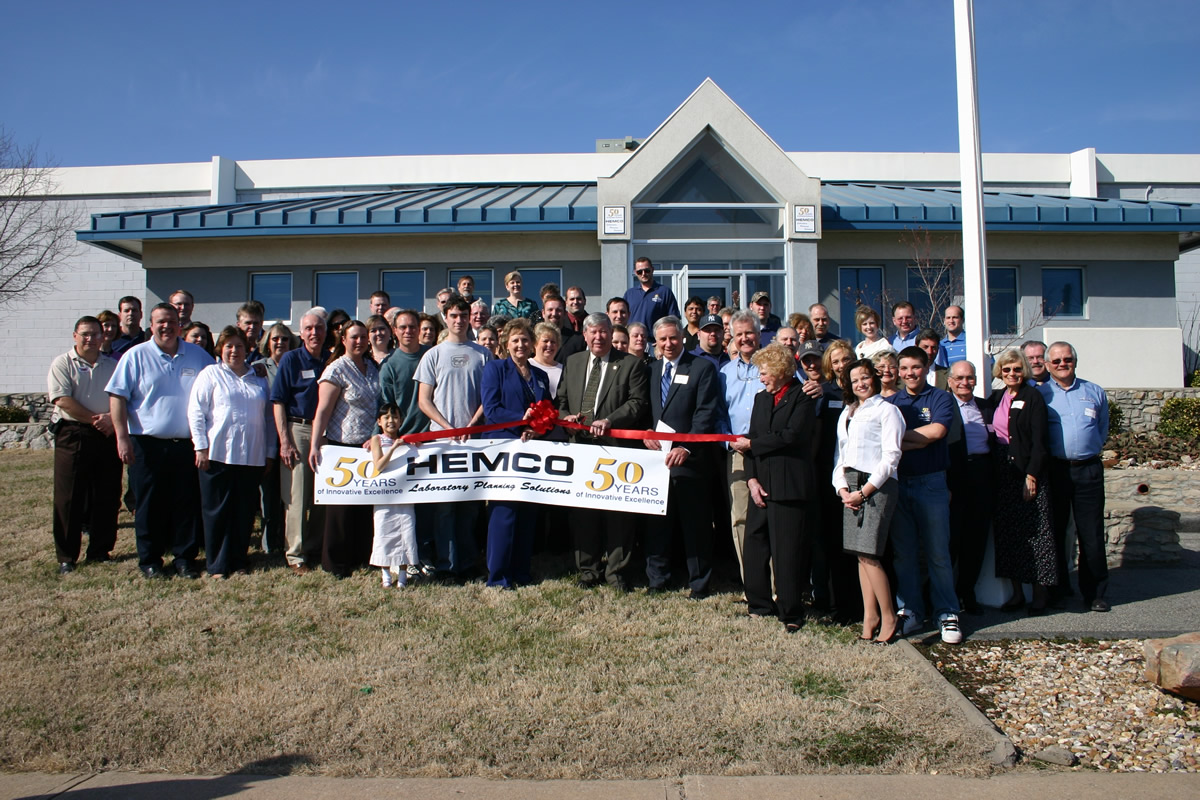 HEMCO employee group photo in front of the office