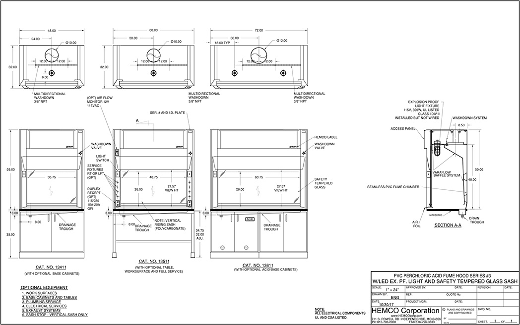 Perchloric Acid Fume Hoods Drawing